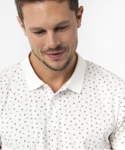 Polo manches courtes en jersey à petits motifs graphiques homme